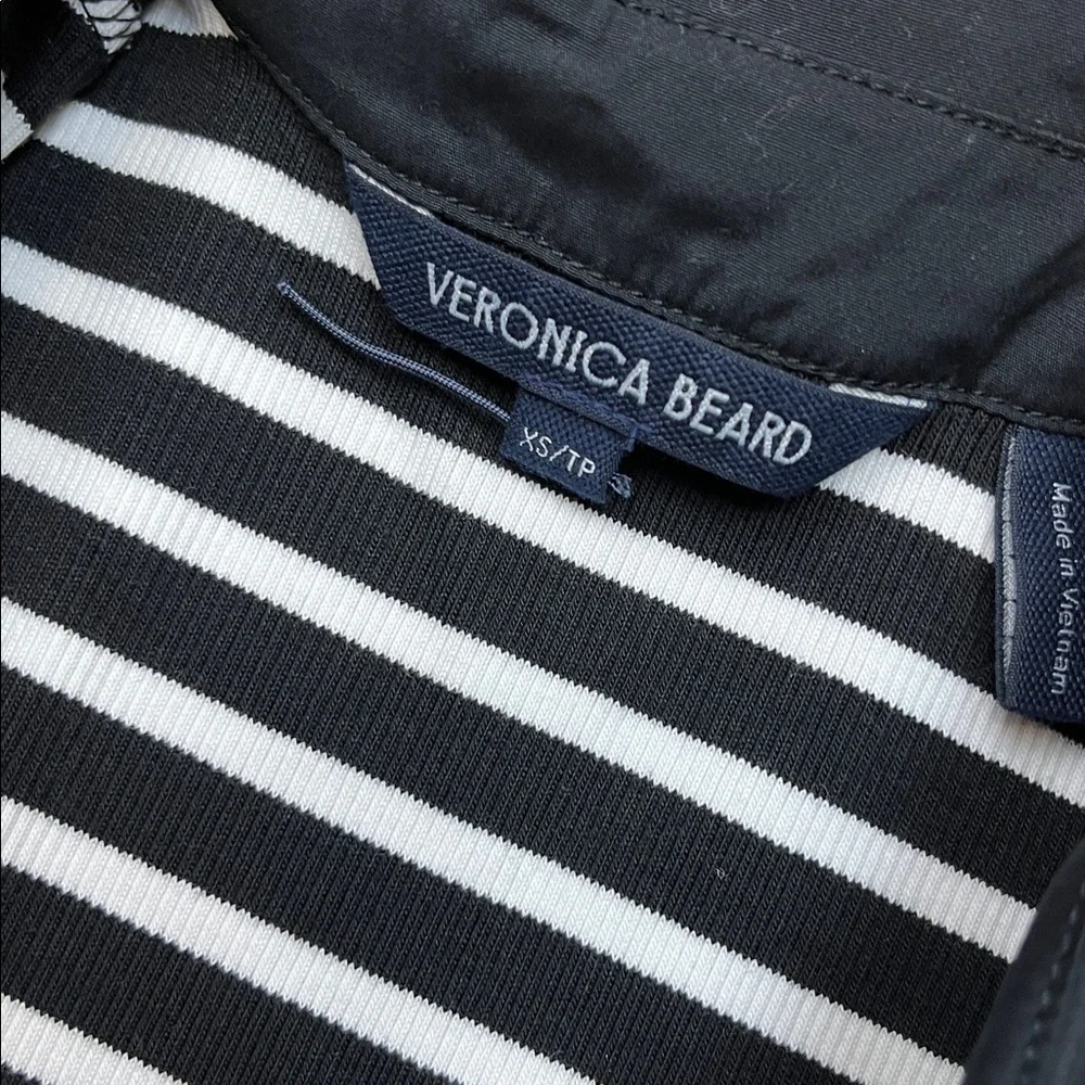 Veronica Beard Black & White Striped Polo Midi with Black Skirt - Picture 7 of 8